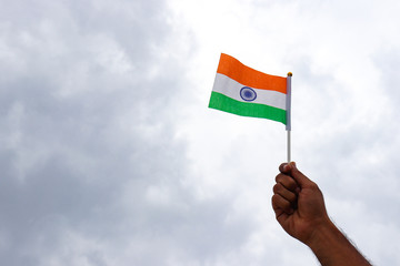 Independence day of india background with holding indian flag