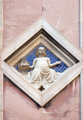 Fototapeta premium Luna by Collaborator of Andrea Pisano (Master of Luna), 1337-41., Relief on Giotto Campanile of Cattedrale di Santa Maria del Fiore (Cathedral of Saint Mary of the Flower), Florence, Italy 