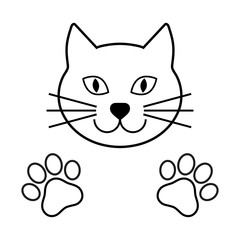 cat head icon with paws on a white background.