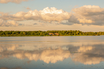 clouds reflection in the park