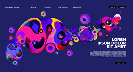 Modern Colorful Landing page Abstract Fluid Background Template. Wave Liquid shape in colorful Website background in Eps 10. 