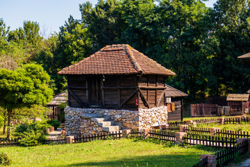 Old rustic wooden house in village Moravski Konaci near the Velika Plana in Serbia