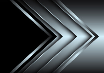 Abstract silver arrow layer direction with black blank space design modern luxury futuristic background vector illustration.