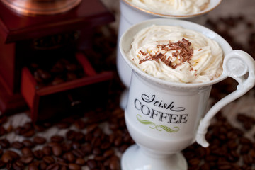 Irish Coffee In White Cups