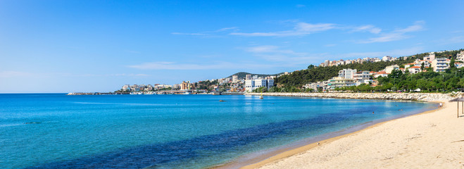 Panoramic photo of the city beach in Kavala