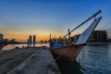 Fishing boat anchored in Manama harbor, Bahrain