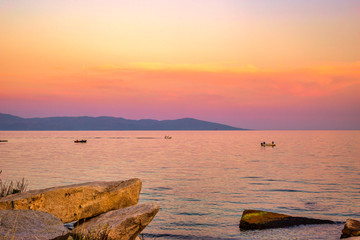 Beautiful sunset over the Aegean sea
