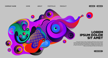 Modern Colorful Landing page Abstract Fluid Background Template. Wave Liquid shape in colorful Website background in Eps 10. 