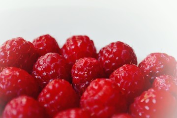 Red juicy berries. Raspberry close-up.