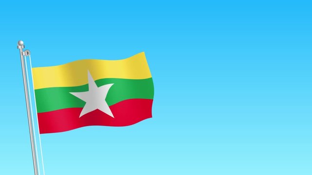 Rise of Myanmar flag . Myanmar flag