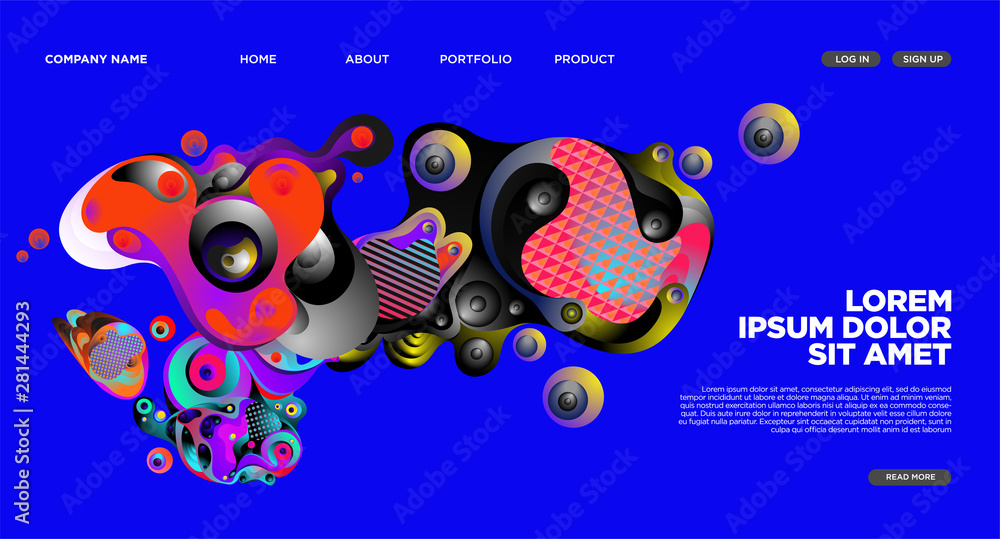Aufkleber modern colorful landing page abstract fluid background template. wave liquid shape in colorful websi
