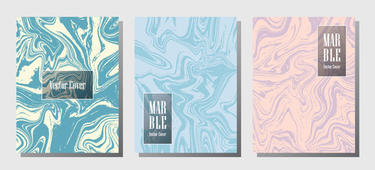 Minimalist marble prints, vector cover design templates.