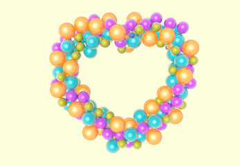3d small balls make up a love heart shape