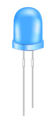 Vector realistic 3d blue light and bright emitting diode or small LED light bulb isolated on a white background. Semiconductor diode – electricalcomponent. 