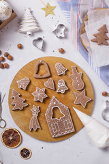 Traditional Christmas gingerbread next to the festive decor