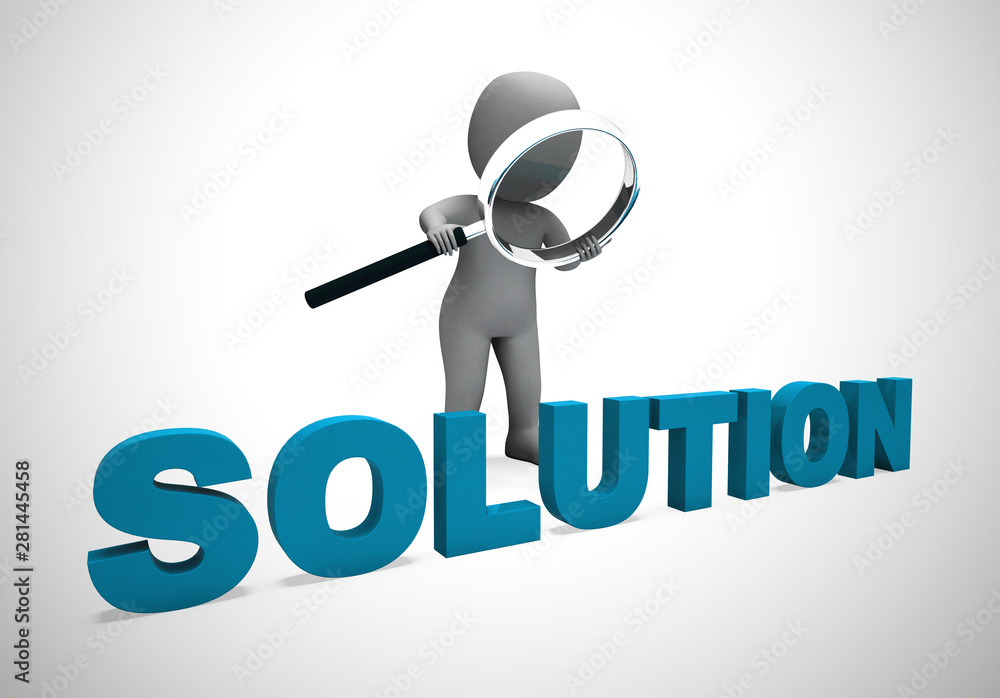 Poster solution concept icon means resolving and unravelling a problem - 3d illustration