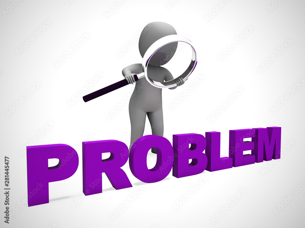 Poster problem concept icon means difficulty challenge or dilemma. - 3d illustration