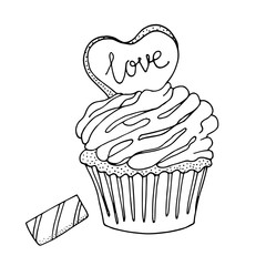 Sweet dessert for coloring book or page