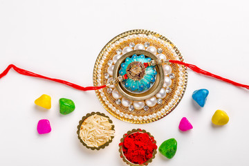 Indian festival Raksha Bandhan , colorful designer Rakhi or Wrist Band