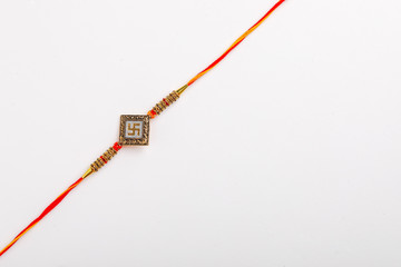 Indian festival Raksha Bandhan , Decorative Rakhi on white background
