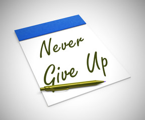 Never give up idiom means to keep trying and staying strong - 3d illustration