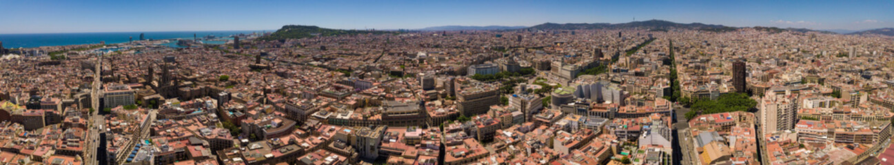 Top view on the Panorama of the city of Barcelona