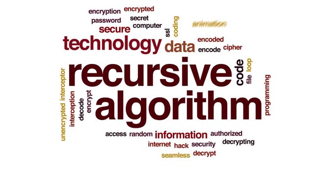 Recursive algorithm animated word cloud. Kinetic typography.