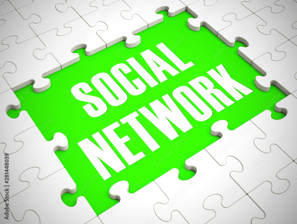 Aufkleber social network marketing on networking and connection - 3d illustration