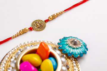 Indian festival Raksha Bandhan , colorful designer Rakhi or Wrist Band