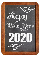 happy new year 2020 on blackboard