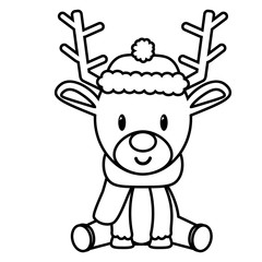 Vector cartoon cute reindeer isolated