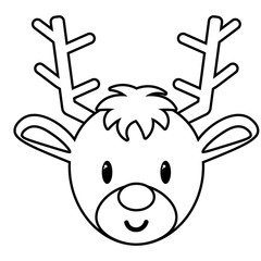Vector cartoon cute reindeer isolated