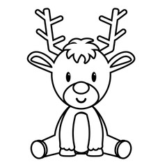 Vector cartoon cute reindeer isolated