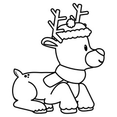 Vector cartoon cute reindeer isolated