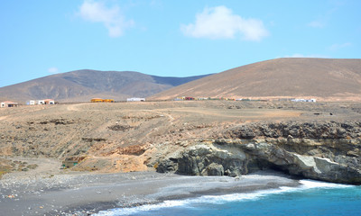 Colorful Village of Ajuy on the Volcanic Coastline of Fuerteventura, Canary Islands