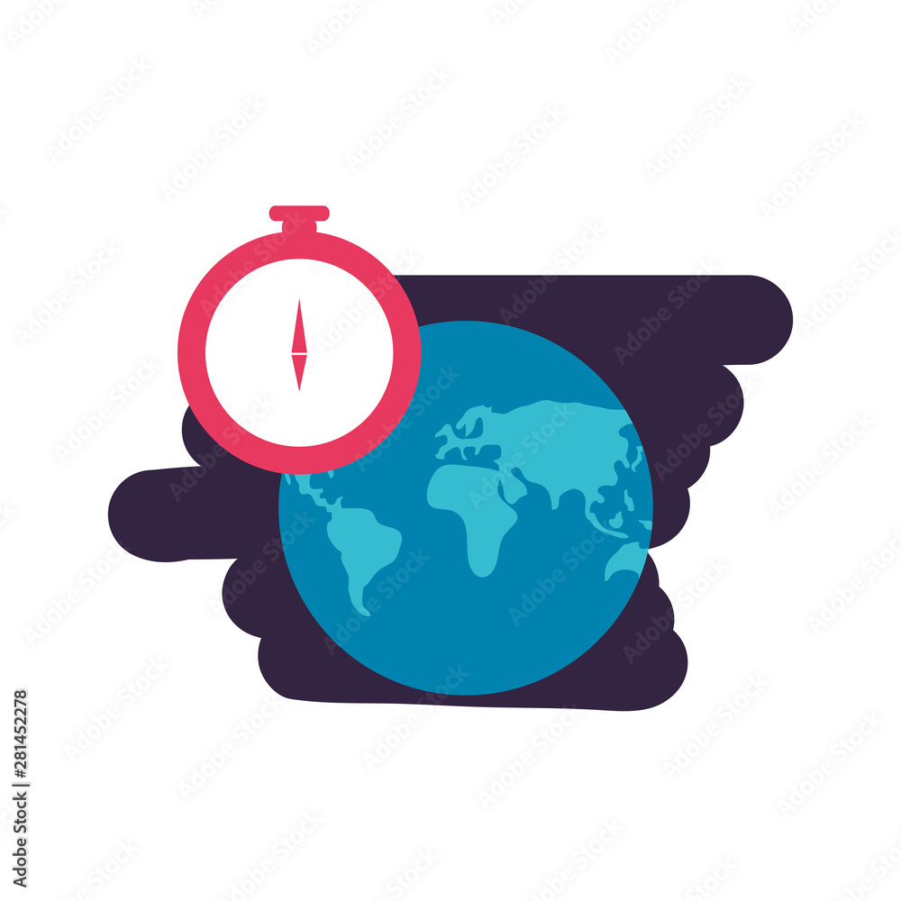 Poster compass guide device with world planet