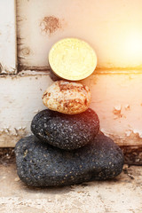 forming a pyramid from stones and bitcoin 