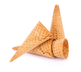Sweet wafer cone isolated on white background
