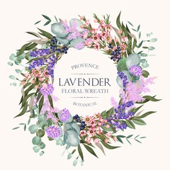 Vector card with high detailed lavender wreath © olga_igorevna