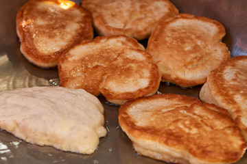 Large flour pancakes, baked in a large skillet.