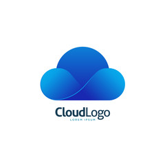 Modern stylish blue gradient cloud logo icon