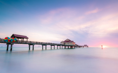 Laid-back Clearwater Beach is known for its namesake stretch of soft, white sand, which draws visitors year-round for jet-skiing, parasailing, and stand-up paddleboarding in its calm waters.