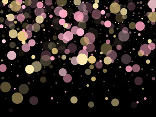 Pink gold confetti circle decoration for party invitation card.