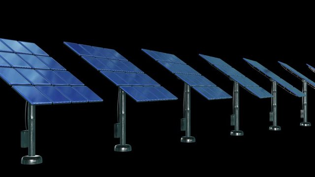 Solar energy panel. 3d render video available in 4k FullHD and HD render footage.