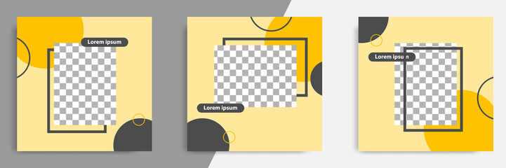 Yellow geometric layout template for social media ads banner. Minimal modern design background with circle shape