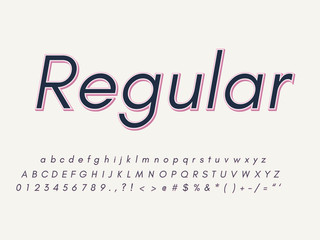 Retro font and alphabet. Stock vector illustration