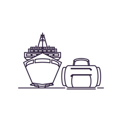 ship cruise boat with suitcase