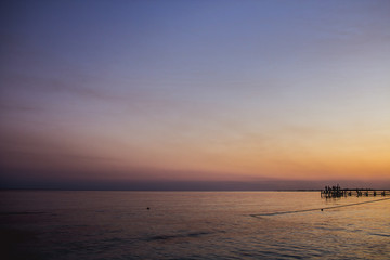 Fototapeta na wymiar Beautiful sunset on a beach of the Mexican Caribbean