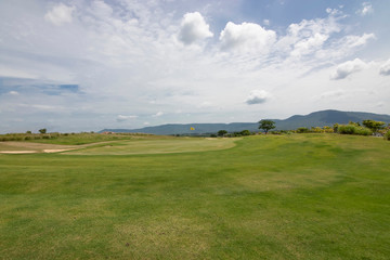 Panoramic panoramic view, the beginning of summer in the mountains