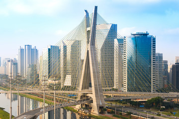 Skyline of Sao Paulo at sunset, Brazil